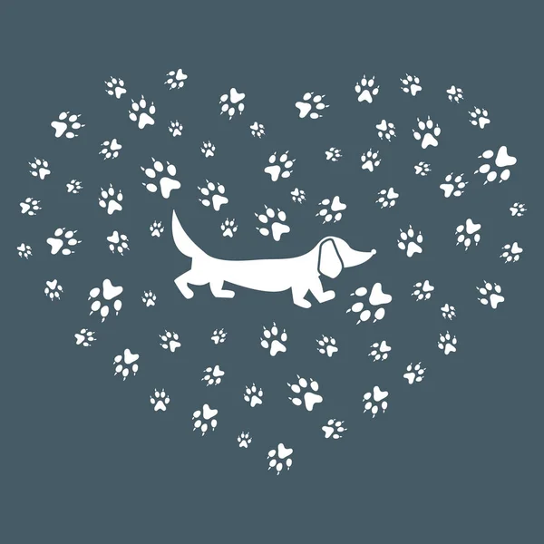 Dachshund siluet köpek trac bir arka plan üzerinde güzel resim