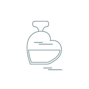 Kalp şeklindeki parfüm şişesi sevimli vektör çizim