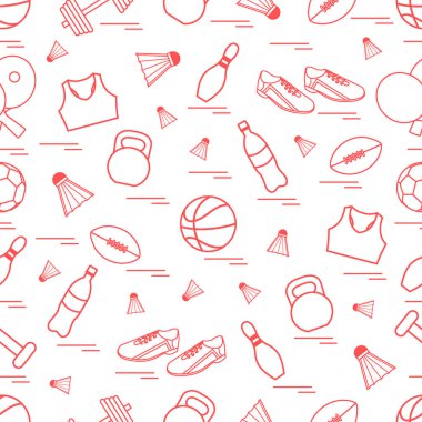 Spor konulu seamless modeli. Vektör çizim spor