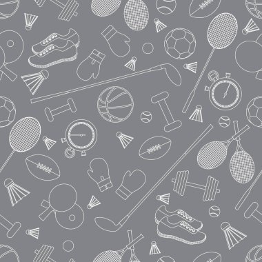 Spor konulu seamless modeli. Vektör çizim spor