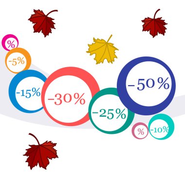 Pazarlar ve dükkanlar için çeşitli indirimler vektör çizim.
