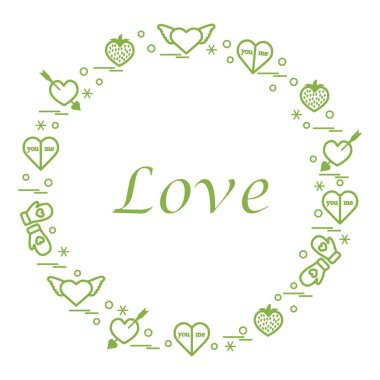 Sevimli vektör çizim ile farklı romantik sembolleri düzenlemek