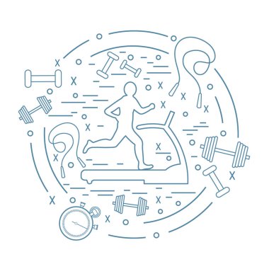 Bir koşu bandı üzerinde koşu adamın illüstrasyon vektör ve farklı