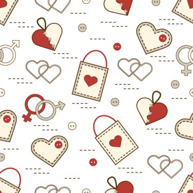 Çeşitli romantik elemanları ile şirin seamless modeli. C tebrik