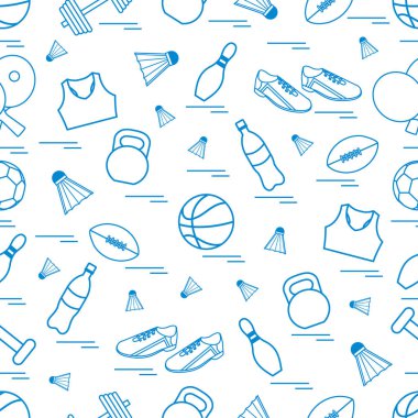 Spor konulu seamless modeli. Vektör çizim spor