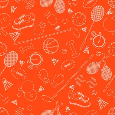 Spor konulu seamless modeli. Vektör çizim spor