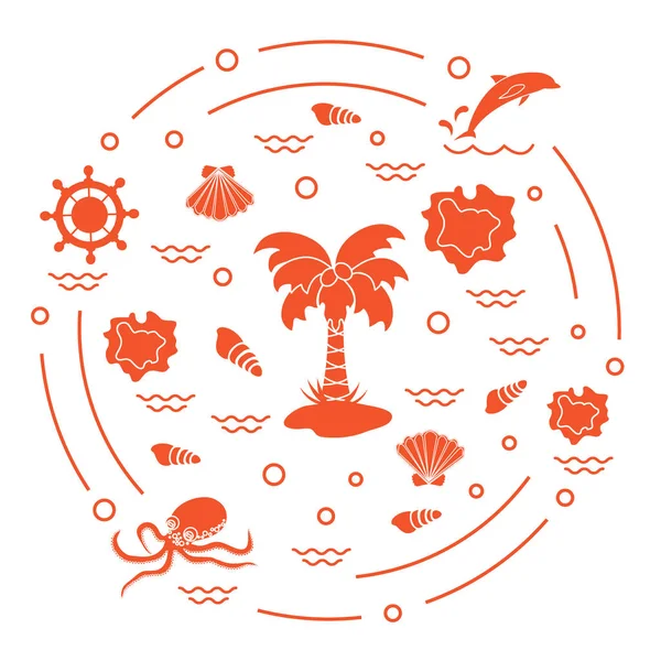 Illustration vectorielle mignonne avec différents objets liés aux touri — Image vectorielle