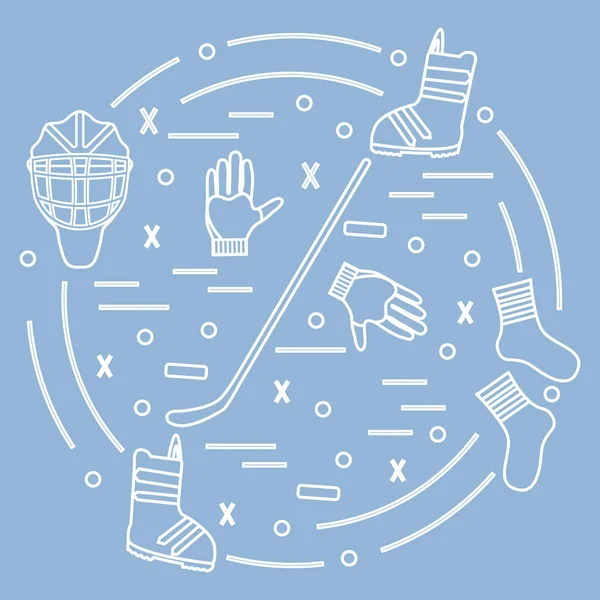 Ilustración vectorial de varios temas para hockey y snowboard — Vector de stock