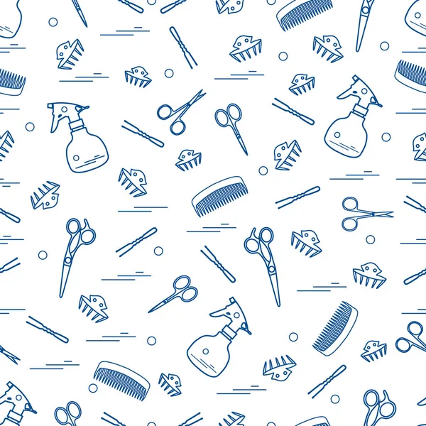 Makas, taraklar, hairclip, tokalar ve püskürtücü şirin desen.