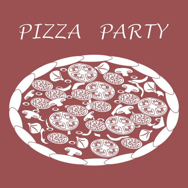 Bonita ilustración de sabrosa y apetitosa pizza con inscripciones . — Vector de stock