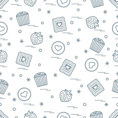 Şirin seamless modeli farklı romantik tatlılar. Aşk conce