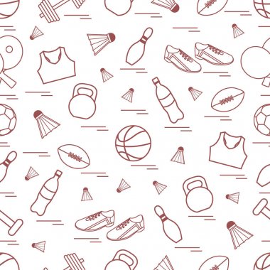 Spor konulu seamless modeli. Vektör çizim spor