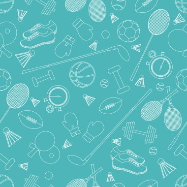 Spor konulu seamless modeli. Vektör çizim spor