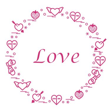 Sevimli vektör çizim ile farklı romantik sembolleri düzenlemek