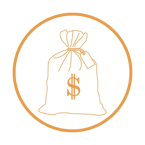 Stylized icon of a knotted bag with money. — Stock Vector