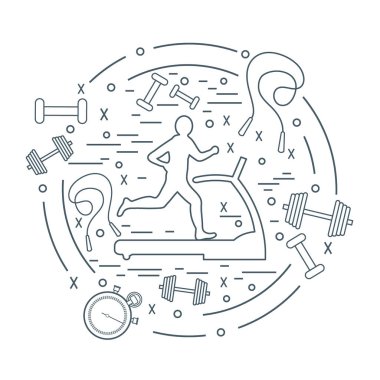 Bir koşu bandı üzerinde koşu adamın illüstrasyon vektör ve farklı