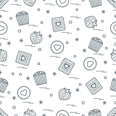 Şirin seamless modeli farklı romantik tatlılar. Aşk conce