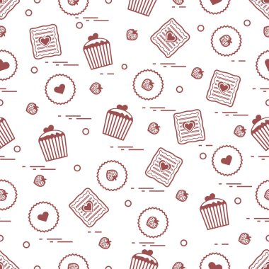 Şirin seamless modeli farklı romantik tatlılar. Aşk conce
