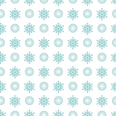 Kış kar taneleri ve daireler ile seamless modeli. 