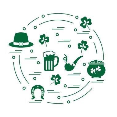 Cute vector illustration with different symbols for St. Patrick'