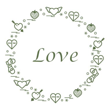 Sevimli vektör çizim ile farklı romantik sembolleri düzenlemek