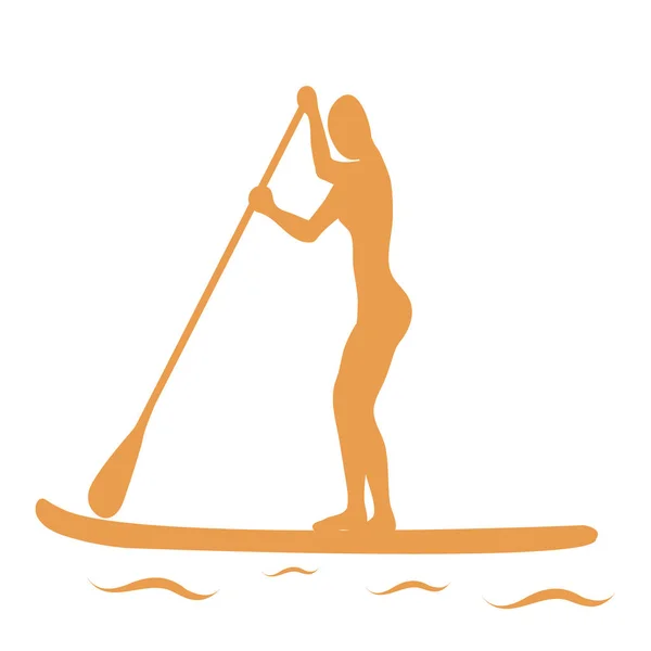 Vektor-Illustration des Stand Up Paddling weibliche Silhouette Symbol. — Stockvektor