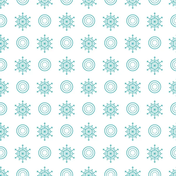 Patrón sin costuras de invierno con copos de nieve y círculos . — Vector de stock