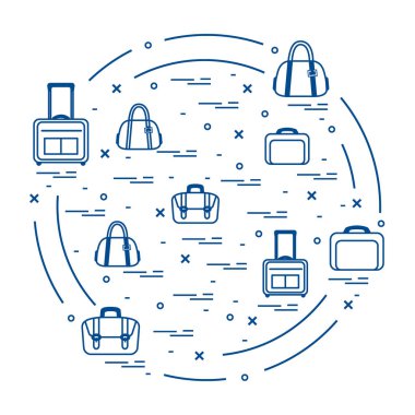 Vektör çizim farklı çanta ve bavul seyahat için 