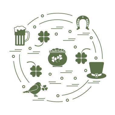 Cute vector illustration with different symbols for St. Patrick'