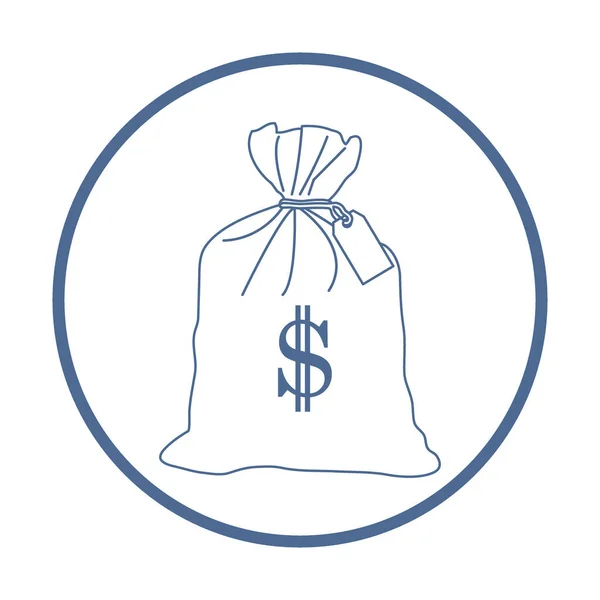 Stylizované ikony vázané tašky s penězi. — Stockový vektor