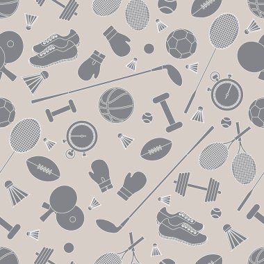 Spor konulu seamless modeli. Vektör çizim spor