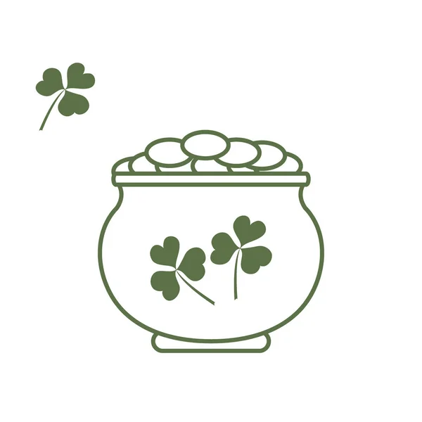Cute vector illustration with pot with gold coins for St. Patric — Stock Vector
