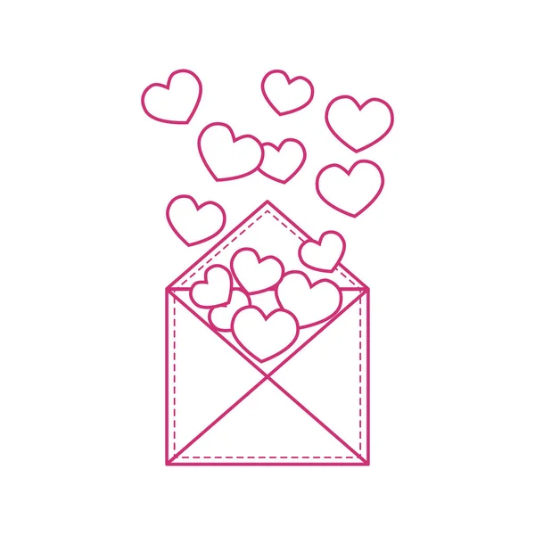 Cute vector illustration of postal envelope with hearts. — Stock Vector