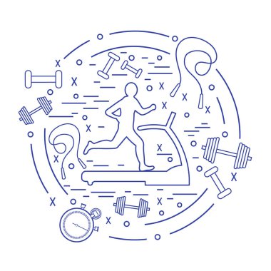 Bir koşu bandı üzerinde koşu adamın illüstrasyon vektör ve farklı