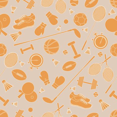 Spor konulu seamless modeli. Vektör çizim spor