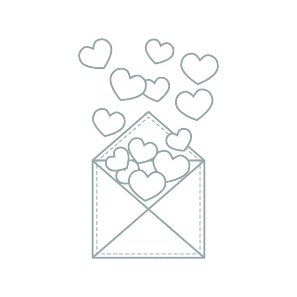 Söt vektorillustration av post-kuvert med hjärtan. — Stock vektor