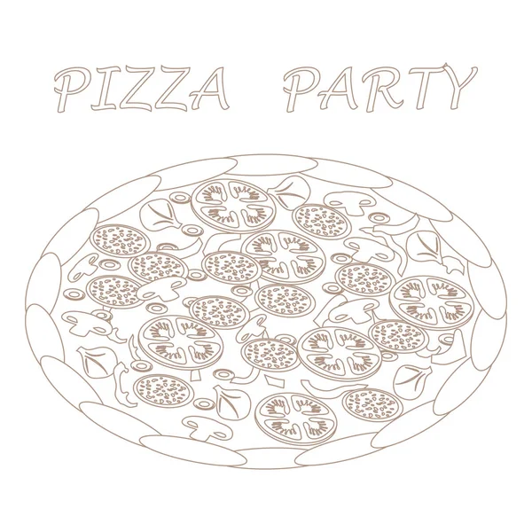 Belle illustration de pizza savoureuse et appétissante avec inscriptions . — Image vectorielle