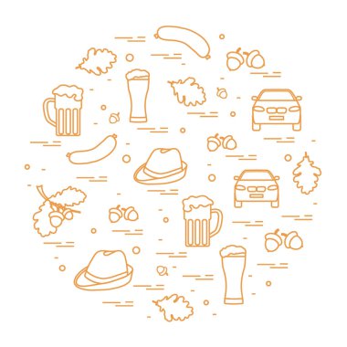 Vektör çizim düzenlenen Almanya'nın çeşitli sembollerle 