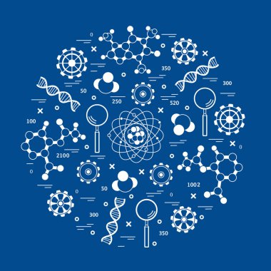 Stilize vektör simge çeşitli bilimsel, eğitim elemanları.