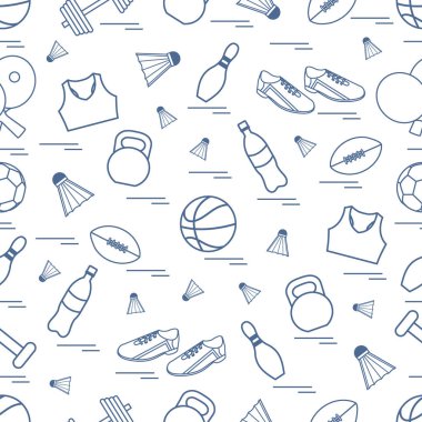 Spor konulu seamless modeli. Vektör çizim spor