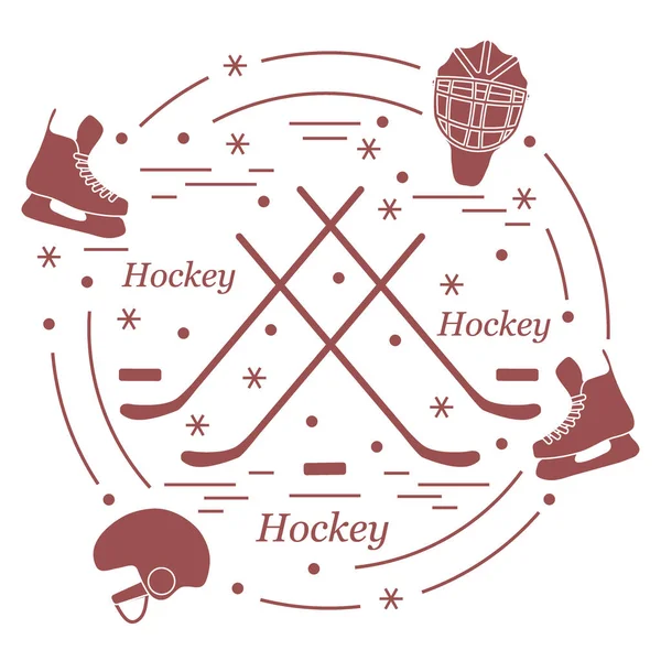 Vector illustration of various subjects for hockey arranged in a — Stock Vector