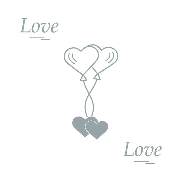 Niedliche Vektorillustration von Liebessymbolen: Herz-Luftballons — Stockvektor