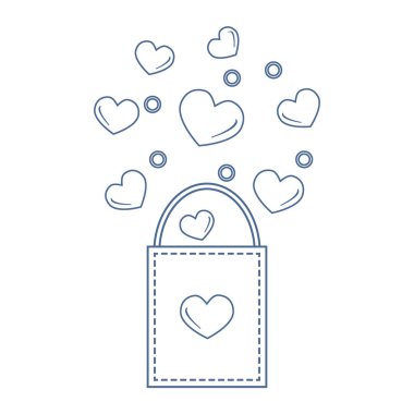 Hediye çanta yürekleri sevimli vektör Illustration. Ban için tasarım