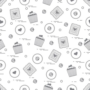 Şirin seamless modeli farklı romantik tatlılar. Aşk conce