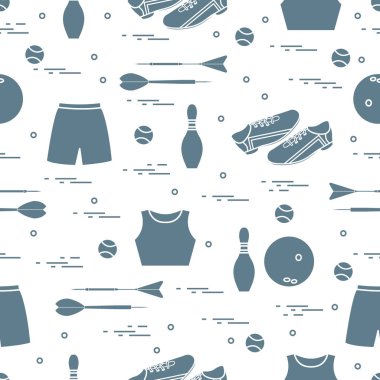 Spor için çeşitli ürünler ile Seamless modeli. Spor Tema.