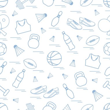 Spor konulu seamless modeli. Vektör çizim spor