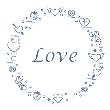 Sevimli vektör çizim ile farklı romantik sembolleri düzenlemek