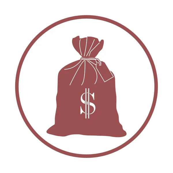 Στυλιζαρισμένη εικονίδιο ενός κόμπους τσάντα με χρήματα. — Διανυσματικό Αρχείο
