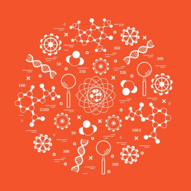 Stilize vektör simge çeşitli bilimsel, eğitim elemanları.