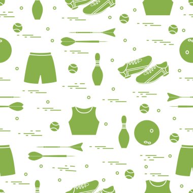 Spor için çeşitli ürünler ile Seamless modeli. Spor Tema.